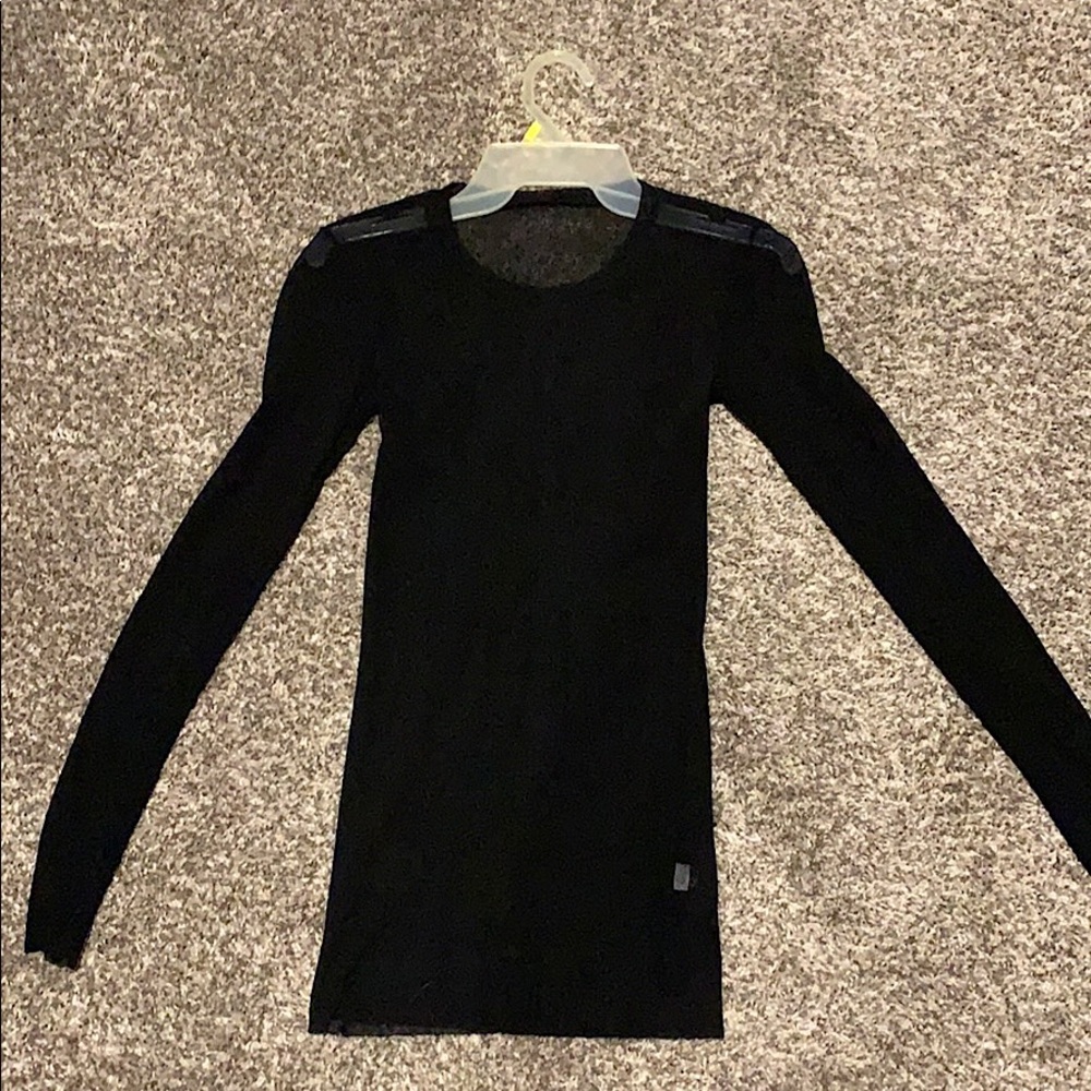 Sheer Long Sleeve Black Top